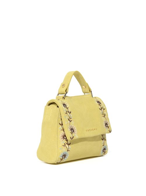 Borsa a mano Sveva Peach Flowers Mini in suede con ricami floreali ORCIANI | B02019 PEFCED